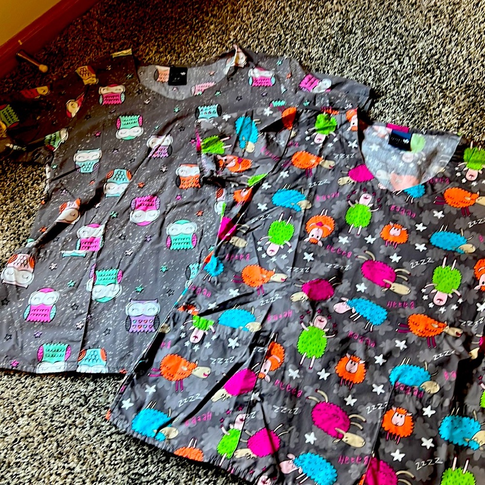 Printed scrub tops